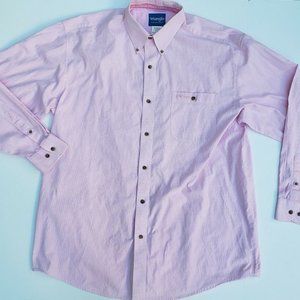 Wrangler Mens XL Pink Gingham Breast Cancer Awareness Shirt Tough Enough to Wear